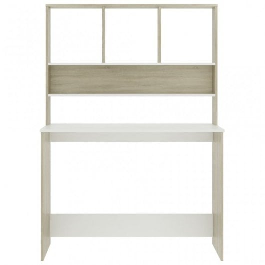 VidaXL Escritorio con Estantes Aglomerado 110x45x157cm Blanco/Sonoma