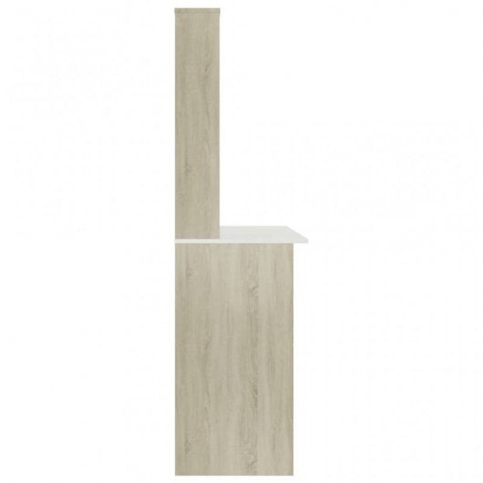 VidaXL Escritorio con Estantes Aglomerado 110x45x157cm Blanco/Sonoma