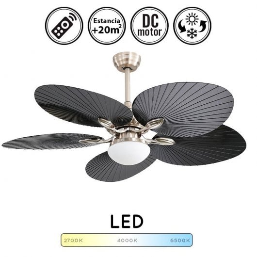 Ventilatore da soffitto Fabrilamp Tropical con Motore e Luce 35W Nichel