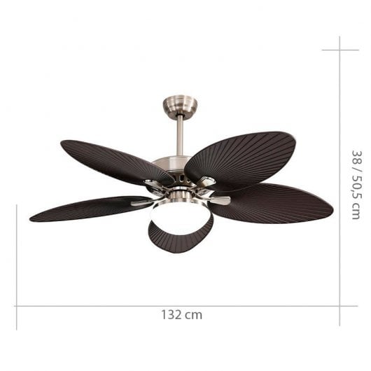 Ventilatore da Soffitto Fabrilamp Borasco con Motore DC e Luce LED 35W Colore Nichel