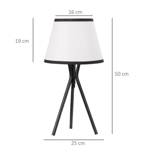 Homcom Lámpara De Mesa Con Trípode De Metal Pantalla De Tela Y Casquillo E27 40w