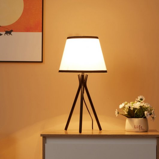Homcom Lámpara De Mesa Con Trípode De Metal Pantalla De Tela Y Casquillo E27 40w