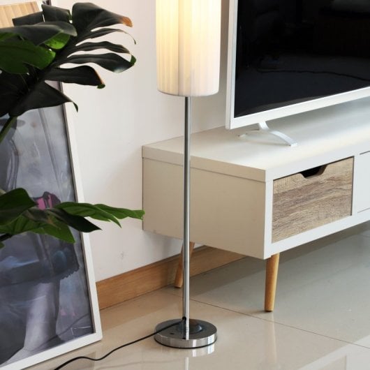 Homcom Candeeiro de pé moderno E27 40w Interruptor de pé com base em aço inoxidável