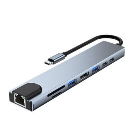 Adaptateur hub USB-C multiport Smartek 8-en-1 avec charge rapide
