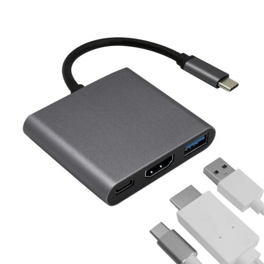 OcioDual USB Typ C auf USB 3.1 Adapterkabel und HDTV-Ausgang Audio-Video-Daten Silber