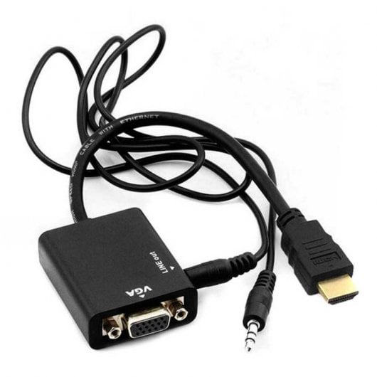 OcioDual Câble adaptateur HDTV vers VGA Convertisseur numérique vers analogique Prise audio 3,5 mm Noir