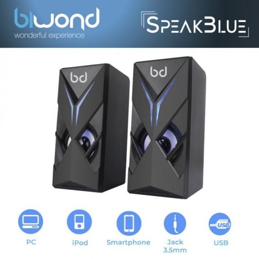 Biwond Speak Blue Altavoz Gaming LED Negro 3W