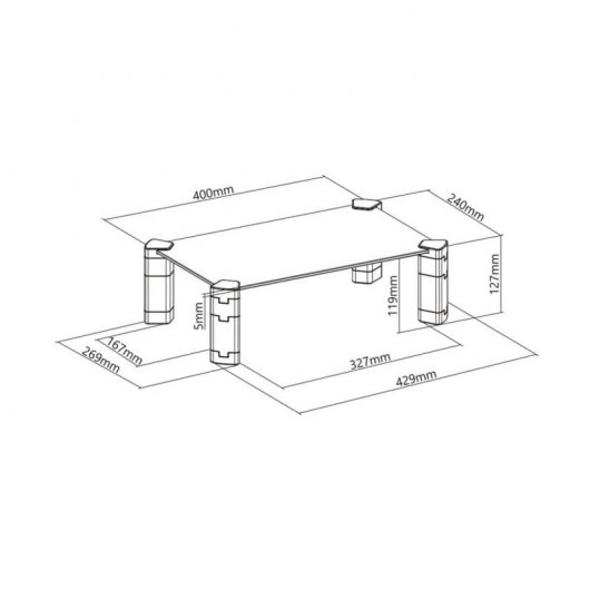Aisens Soporte Elevador Cristal Negro para Monitor y Portátil hasta 32"