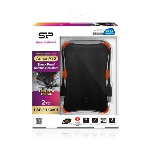 Disque Dur Silicon Power Armor A30 2TB 2.5" HDD USB 3.2 Résistant Chocs
