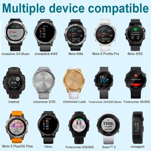 Câble de chargeur de données USB OcioDual pour montre intelligente Garmin noir