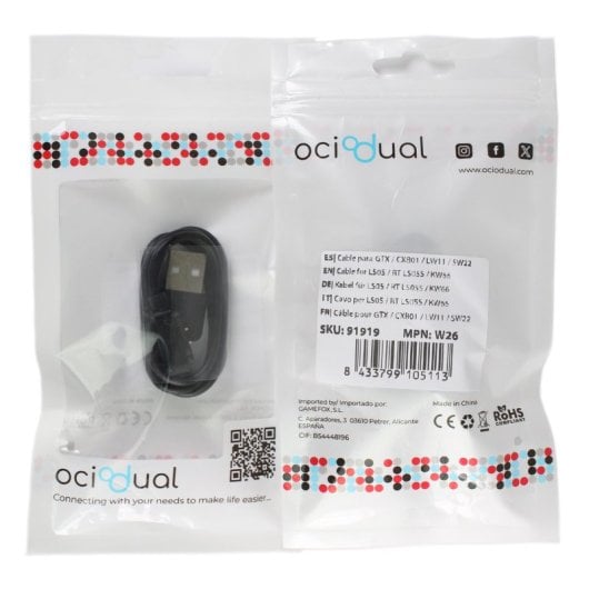 OcioDual Ladekabel für Xiaomi Smartwatch Watch 55 cm Schwarz