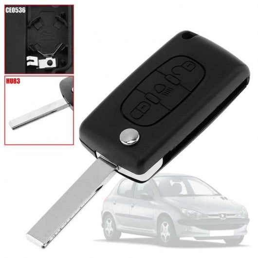 OcioDual CE0536 HU83 Coque de clé télécommande avec 3 boutons pour Peugeot/Citroën/Fiat