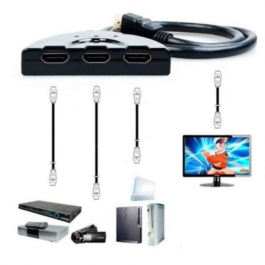 OcioDual Multiport Switch Thief Switch 3 Ports HDTV-Buchse auf HDTV-Stecker für PC-TV