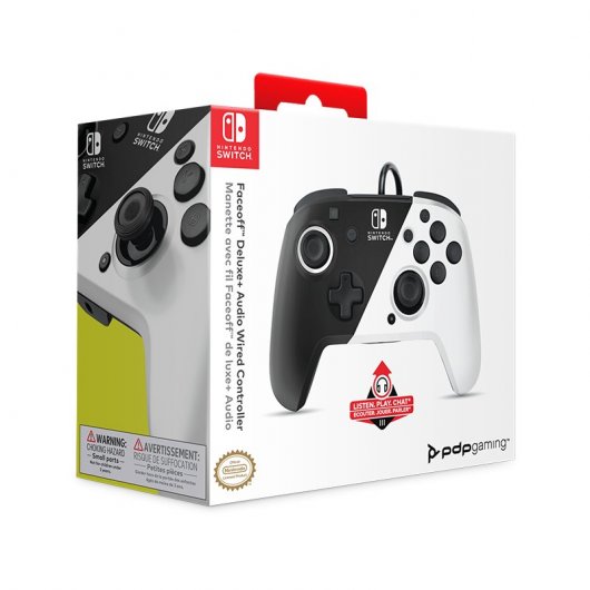 Controller audio cablato PDP Faceoff Deluxe bianco/nero per Nintendo Switch