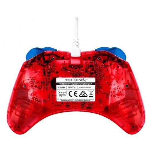 PDP Rock Candy: Mario Punch Rouge, Translucide USB Manette de jeu Analogique/Numérique Nintendo Switch