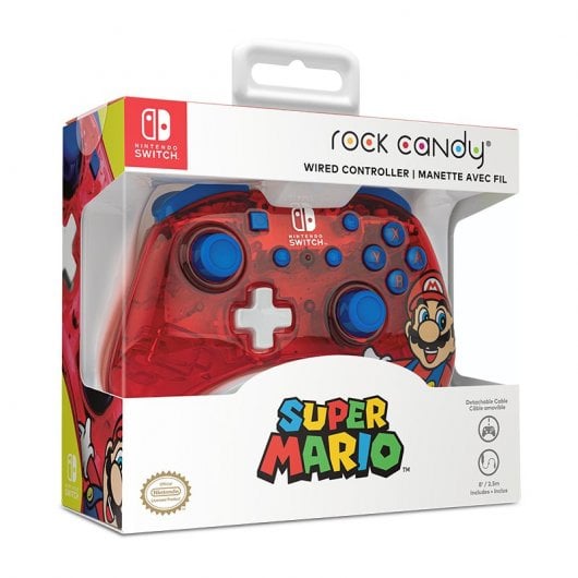 PDP Rock Candy: Mario Punch Rouge, Translucide USB Manette de jeu Analogique/Numérique Nintendo Switch