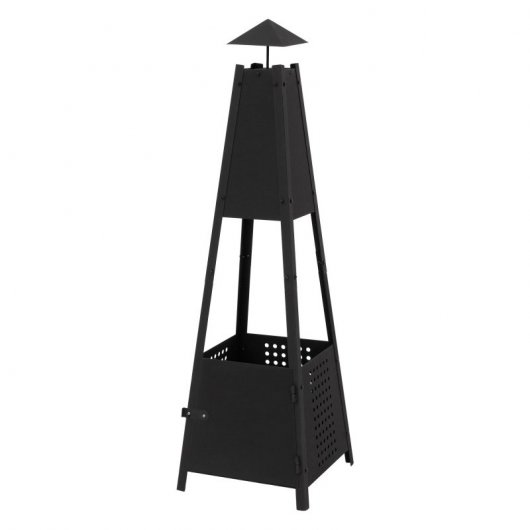 ML-Design Chimenea de Jardín Piramidal con Chimenea 29x100x30 cm Hierro Negro