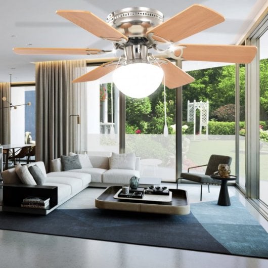 VidaXL Ventilador de Techo con Luz 115W Marrón Claro
