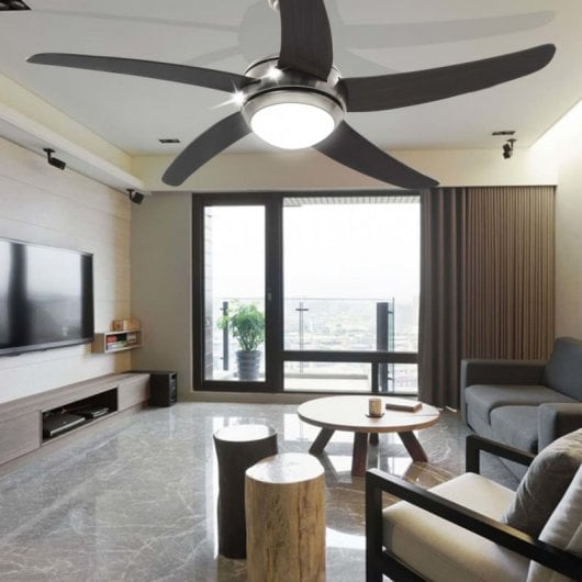 VidaXL Ventoinha de Teto com Luz e Comando 115W Castanha