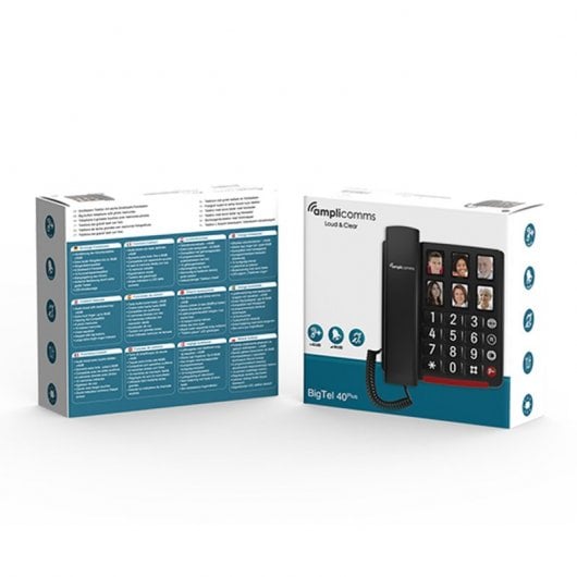 Amplicomms BigTel 40 Plus Teléfono para Personas Mayores Negro