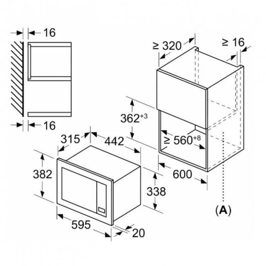 Mikrowelle Bosch BEL623MS3 20L 800W Grill LED Edelstahl Einbau