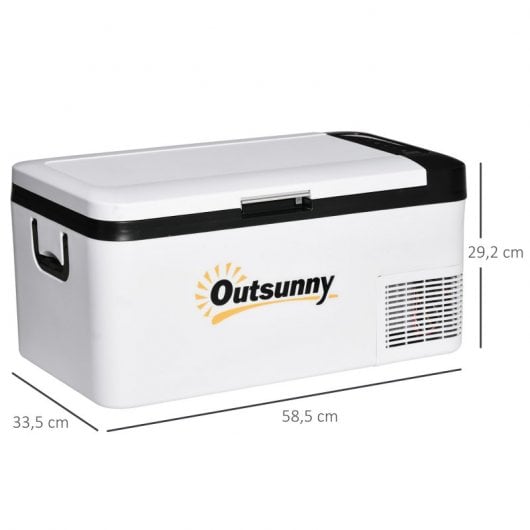 Outsunny Nevera Congelador Compresor 18l Hasta -20ºC Con Luz Led 58,5x33,5x29,2cm