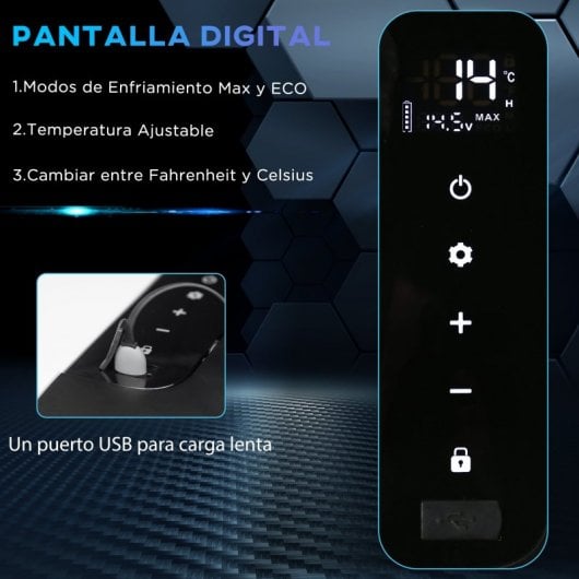 Outsunny Nevera Congelador Compresor 18l Hasta -20ºC Con Luz Led 58,5x33,5x29,2cm