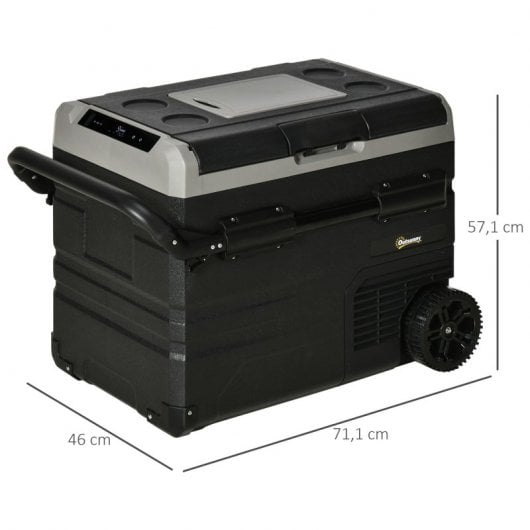 Outsunny Nevera Y Congelador Compresor 60l -20ºC Con Pantalla Led Táctil Y Ruedas