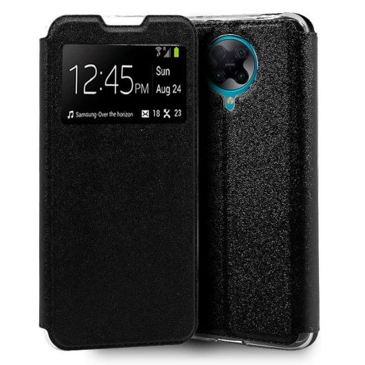 Étui à rabat noir lisse et cool pour Xiaomi Pocophone F2 Pro