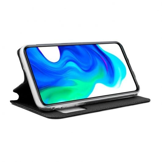 Étui à rabat noir lisse et cool pour Xiaomi Pocophone F2 Pro