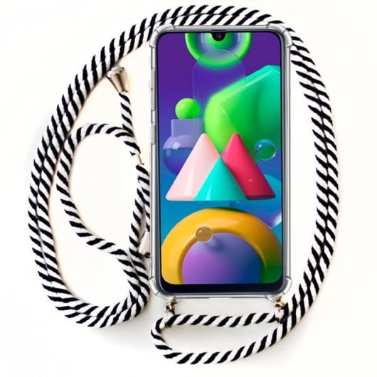 Cool Funda Cordón Blanco/Negro para Samsung Galaxy M21 M215