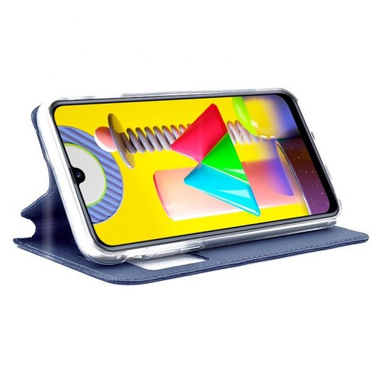 Étui à rabat bleu uni cool pour Samsung Galaxy M31 M315