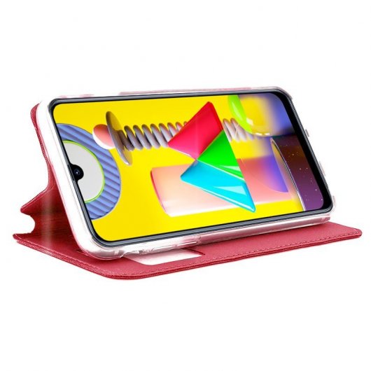 Coole Flip Cover Schlichte rote Hülle für Samsung Galaxy M31 M315