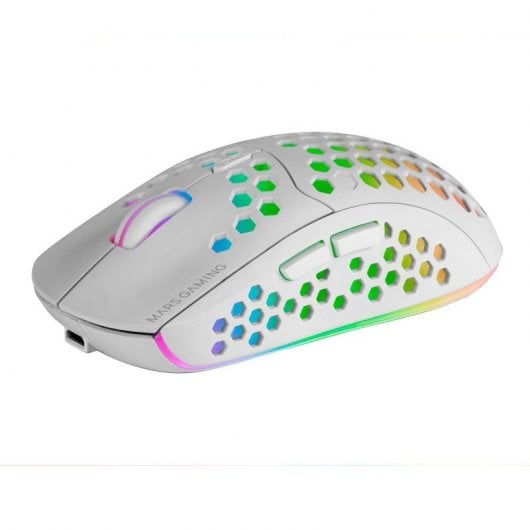 Mouse da gioco wireless Mars Gaming MMW3 RGB Flow 3200 DPI bianco