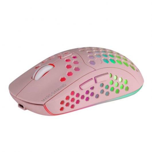 Mouse da gioco wireless Mars Gaming MMW3 RGB Flow 3200 DPI Rosa