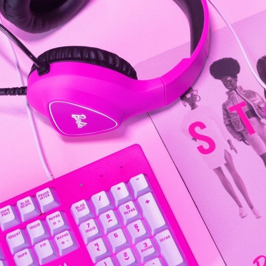 Krom Khali Licença Oficial Barbie Headset Gaming Rosa