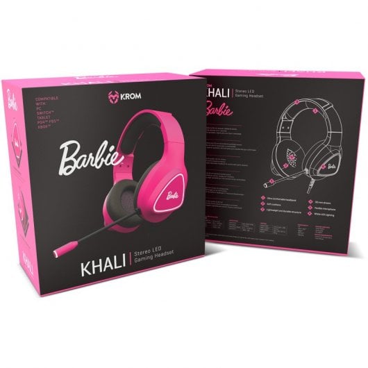 Krom Khali Licença Oficial Barbie Headset Gaming Rosa