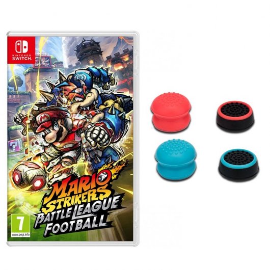 Mario Strikers Battle League Football Nintendo Switch + Pegatinas + Thumb Grips