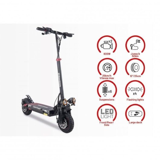 Patinete électrique UrbanGlide Ecross Pro Boost 1600W Autonomie 50km Roues 10" Noir