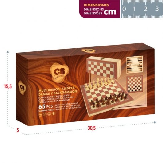 Tablero Ajedrez 3 En 1 De Madera Cb Games