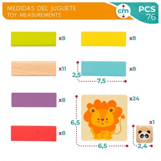 Torre De Bloques De Madera Con Animales Y Colores Woomax