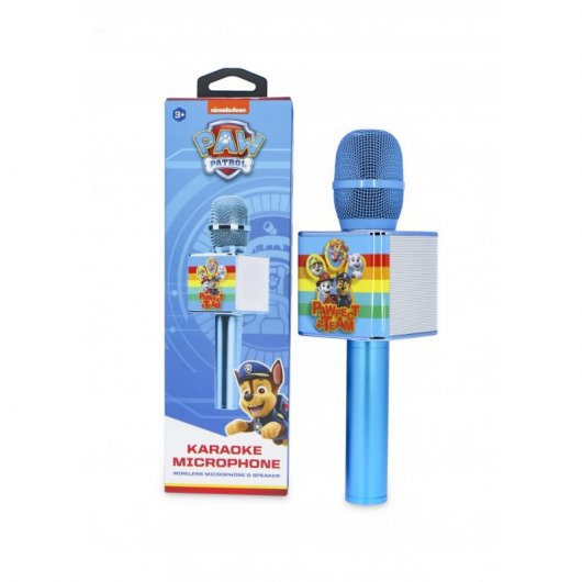 OTL Technologies Paw Patrol Microphone sans fil pour enfants pour karaoké avec haut-parleur bleu