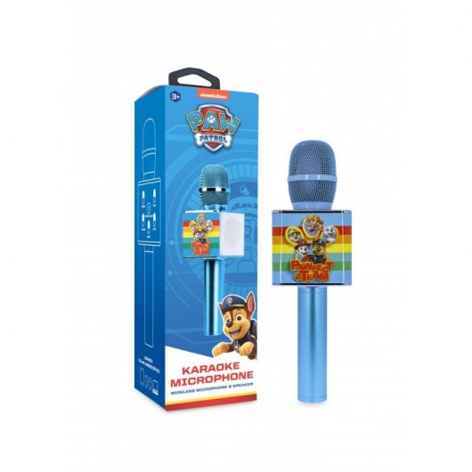 OTL Technologies Paw Patrol Microphone sans fil pour enfants pour karaoké avec haut-parleur bleu
