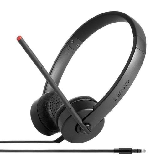 Auriculaires Lenovo Stereo Analog filaires Jack 3,5 mm pour bureau et call center noirs