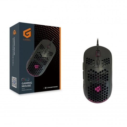 Ratón Conceptronic DJEBBEL04B USB tipo A 6400 DPI Negro Iluminación Multicolor