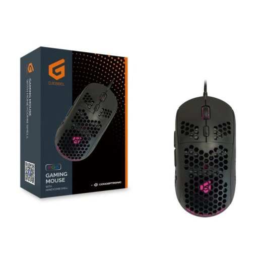 Ratón Conceptronic DJEBBEL04B USB tipo A 6400 DPI Negro Iluminación Multicolor