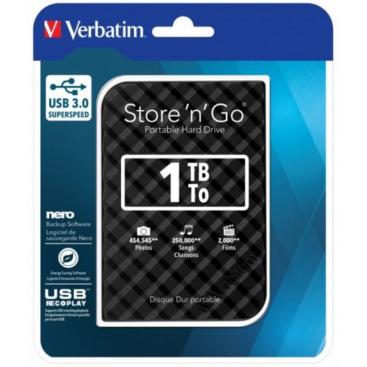 Verbatim Disque dur portable USB Store 'n' Go 3.0, 1 To, noir