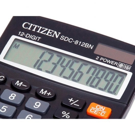 Calculadora Citizen Sobremesa Sdc-812 Bn Eco Solar Y Pilas 12 Digitos 124x102x25mm Negro