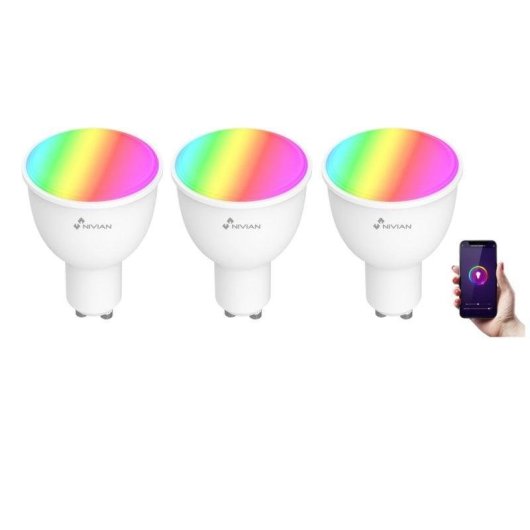 Kit di 3 Lampadine Intelligenti GU10 RGB Nivian