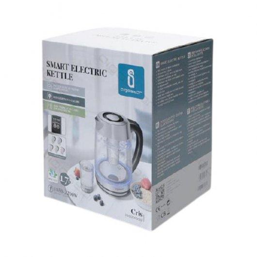 Aigostar Cris Hervidor de Agua con Infusor 1.7L 2200W Plata/Negro